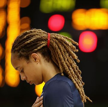rio de janeiro, brazil august 12 brittney griner 15 of united states stands attended for the national anthem before the womens basketball game against canada on day 7 of the rio 2016 olympic games at the youth arena on august 12, 2016 in rio de janeiro, brazil photo by christian petersengetty images