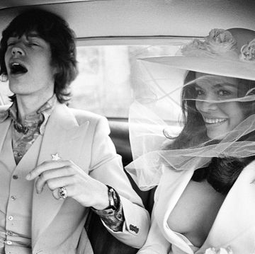 mick and bianca jagger on their wedding day